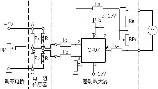 電阻式傳感器半橋?qū)嶒?yàn)電路
